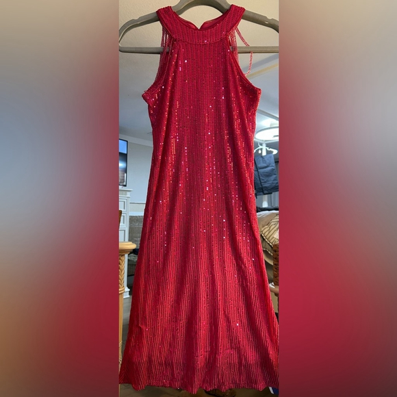 NEW Girls Sequin Dress Sparkly Halter Neck Sleeveless Party Wedding Dress 8 Yrs - Picture 4 of 7